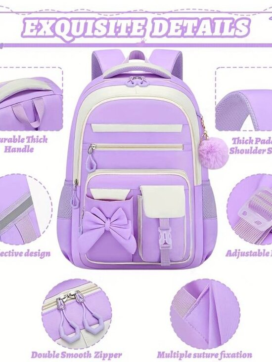 Set of 3 Bow Campus Backpacks Handbags Laptop Backpack main image 5